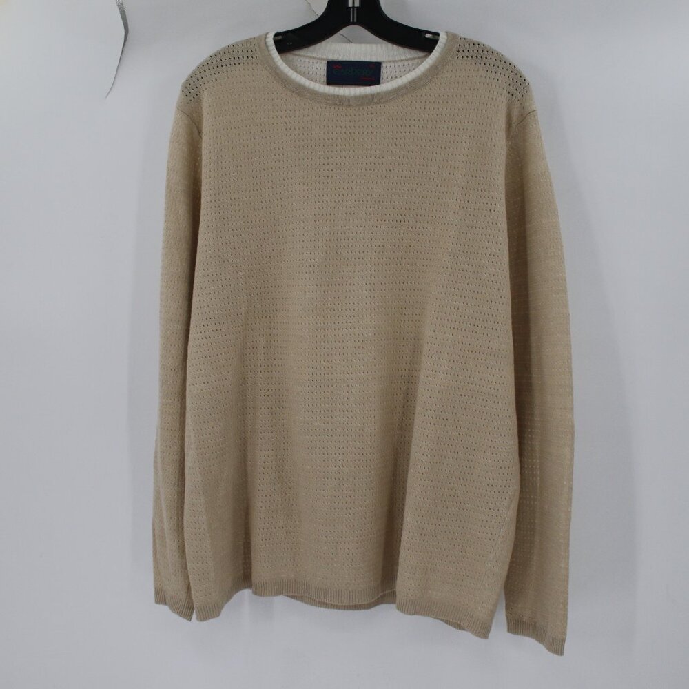 Vintage Carbery Ireland sweater men's XL Linen crew neck jumper knit beige